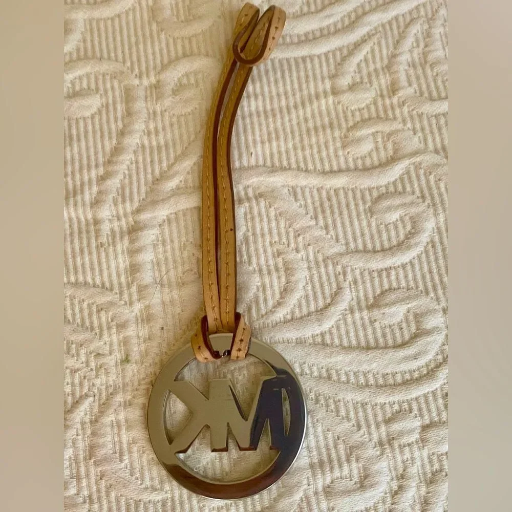 Michael Kors Tan & Silver Colors Logo Purse Bag Charm